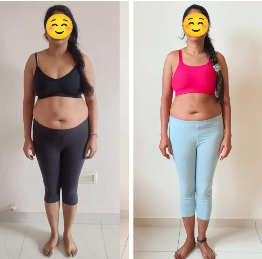 Komal's before and after photos after 90 days of coaching with Work Potato